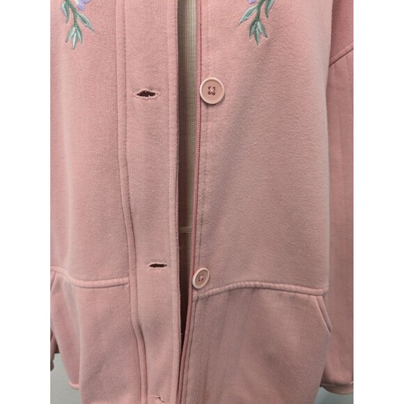 90s Bold Spirit Pink Floral Embroidery Set  Sweatshirt Pants sz XL Grannycore - Picture 6 of 13